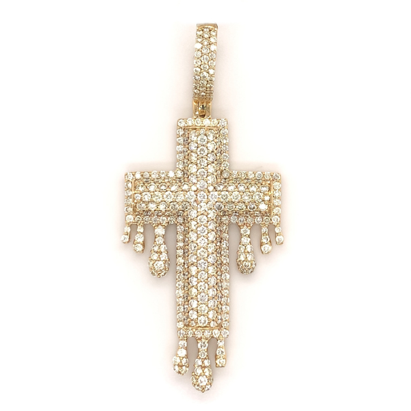 4.25 CT Moissanite Iced Out Drip Cross Pendant