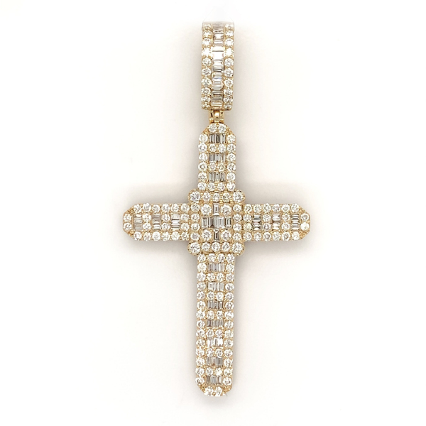 3.00 CT Moissanite Iced Out Baguette Cross Pendant