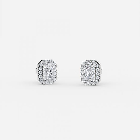 Radiant Moissanite Halo Earrings