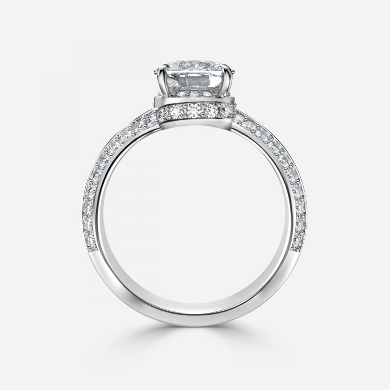 Bellatrix Cushion Hidden Halo Moissanite Engagement Ring