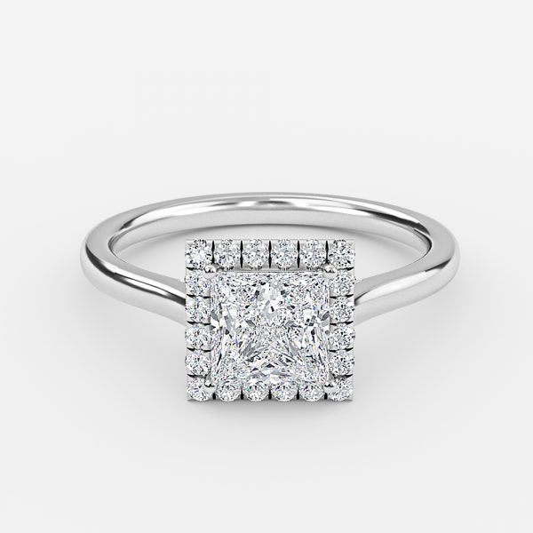 Louisa Princess Halo Moissanite Engagement Ring