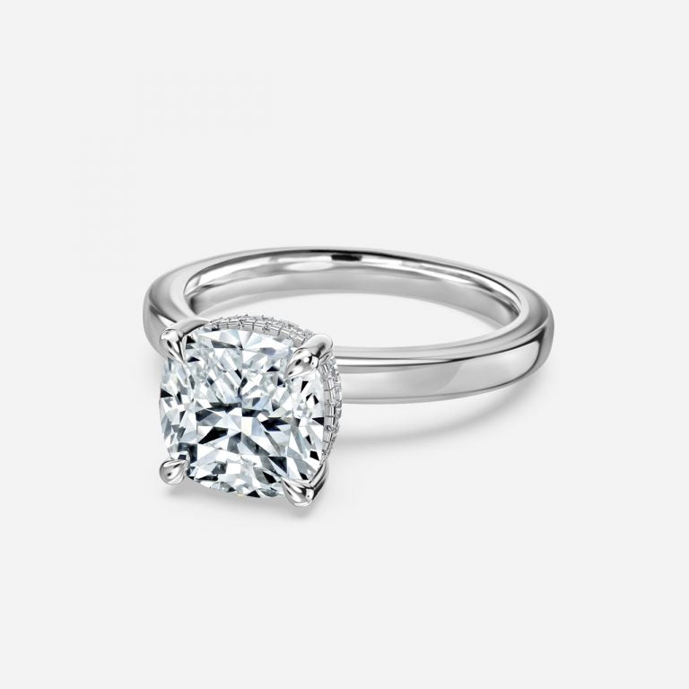 Idra Cushion Hidden Halo Moissanite Engagement Ring