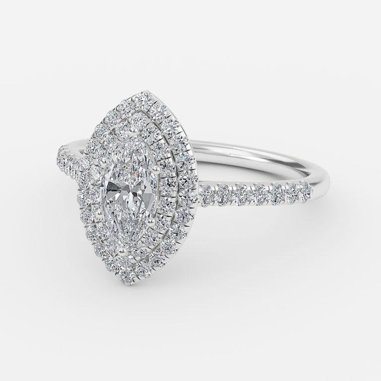 Linnea Marquise Halo Moissanite Engagement Ring