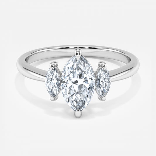 Saskia Marquise Three Stone Moissanite Engagement Ring