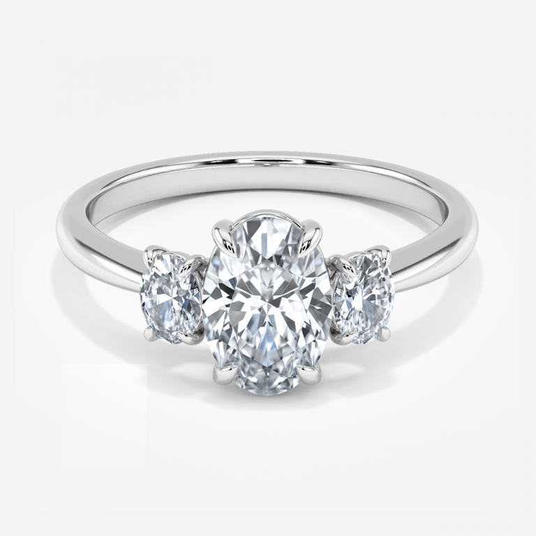 Saskia Oval Three Stone Moissanite Engagement Ring