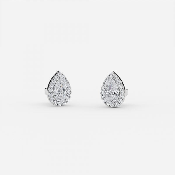 Pear Moissanite Halo Earrings