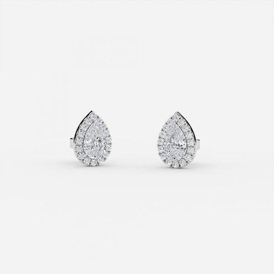 Pear Moissanite Halo Earrings