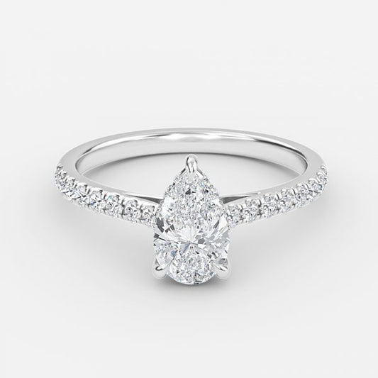 Zanna Pear Hidden Halo Moissanite Engagement Ring