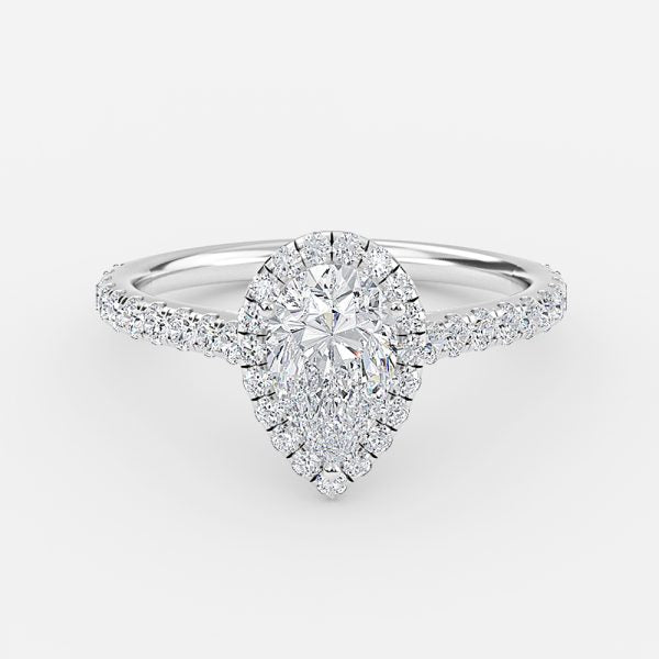 Joliette Pear Halo Moissanite Engagement Ring