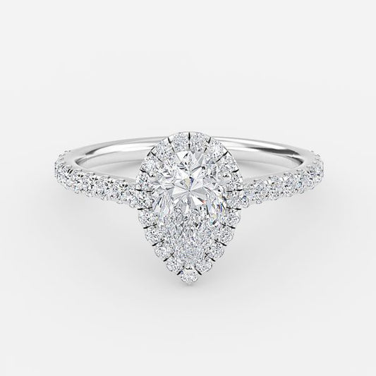 Joliette Pear Halo Moissanite Engagement Ring