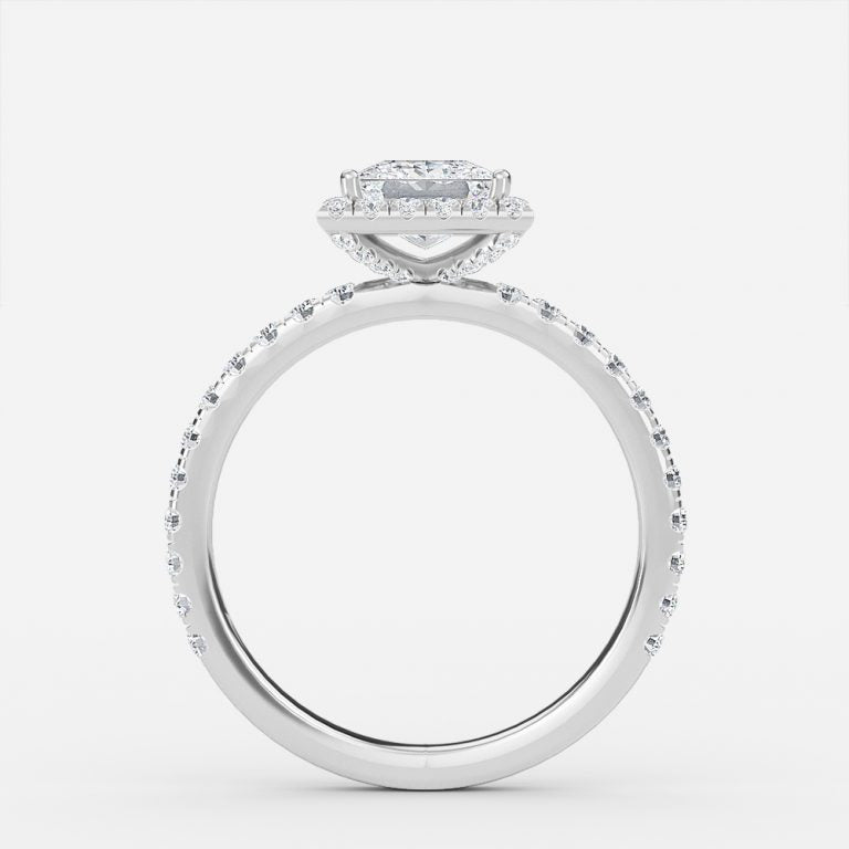 Lucia Princess Halo Moissanite Engagement Ring