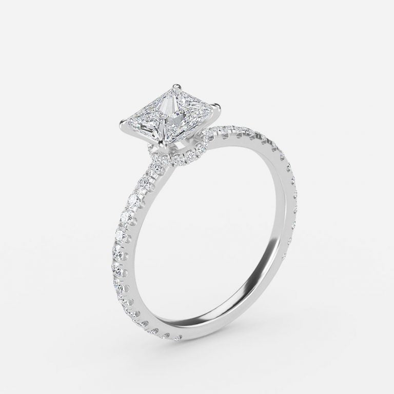 Astrid Princess Hidden Halo Moissanite Engagement Ring