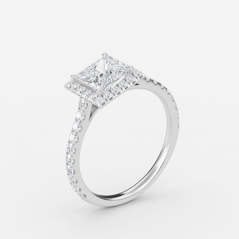 Joliette Princess Halo Moissanite Engagement Ring