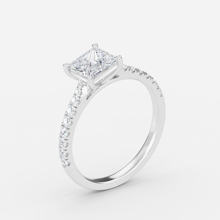 Bellamy Princess Diamond Band Moissanite Engagement Ring