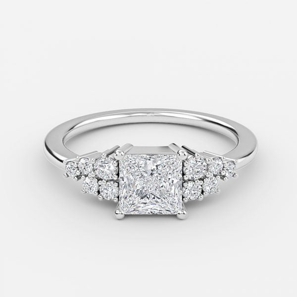 Kassidy Princess Cluster Moissanite Engagement Ring