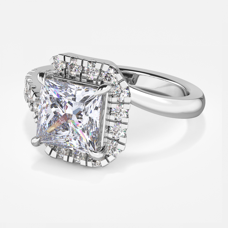 Thalassa Princess Halo Moissanite Engagement Ring