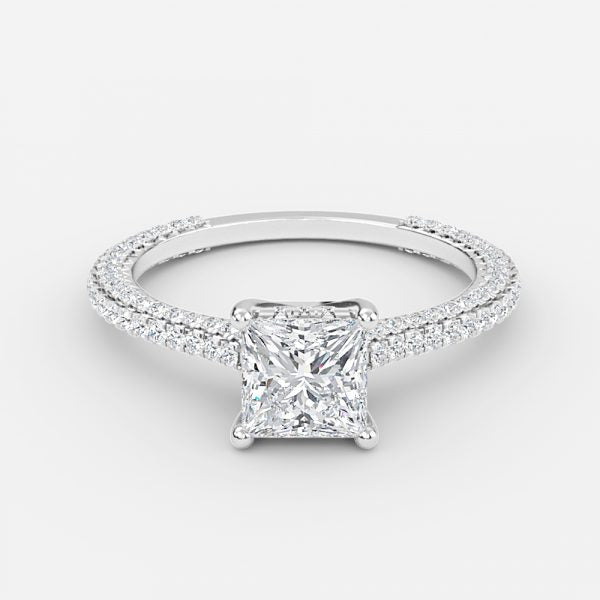 Kalaya Princess Hidden Halo Moissanite Engagement Ring