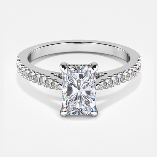 Yvette Radiant Hidden Halo Moissanite Engagement Ring