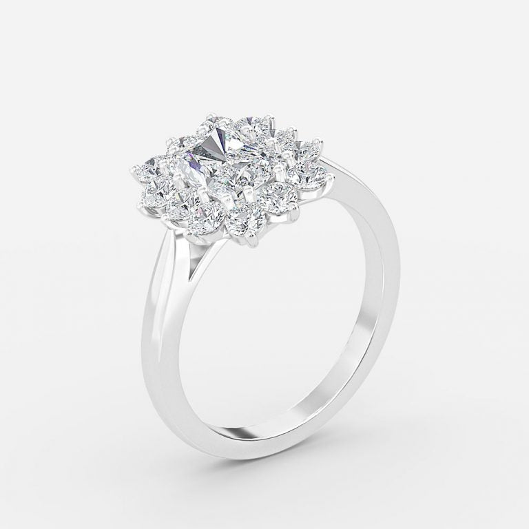 Odessa Radiant Cluster Moissanite Engagement Ring