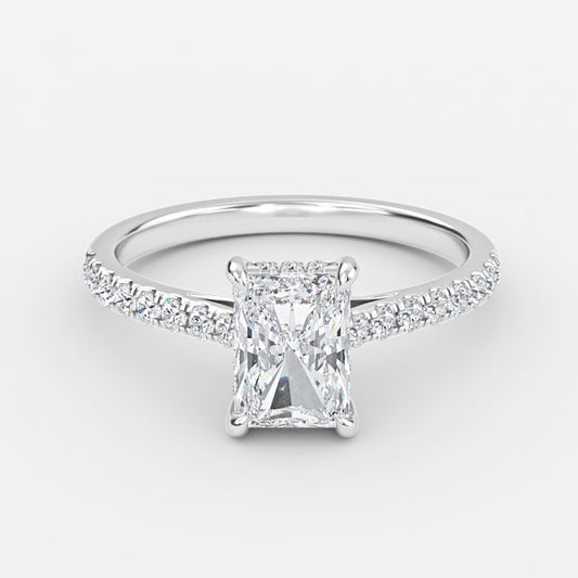 Zanna Radiant Hidden Halo Moissanite Engagement Ring