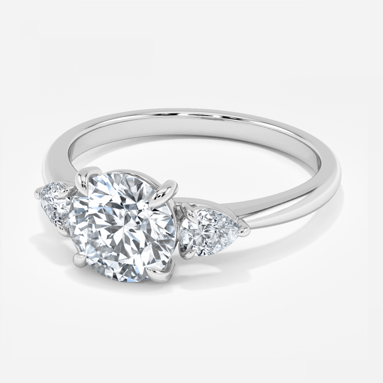 Verity Round Three Stone Moissanite Engagement Ring