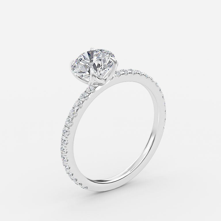 Tamara Round Diamond Band Moissanite Engagement Ring