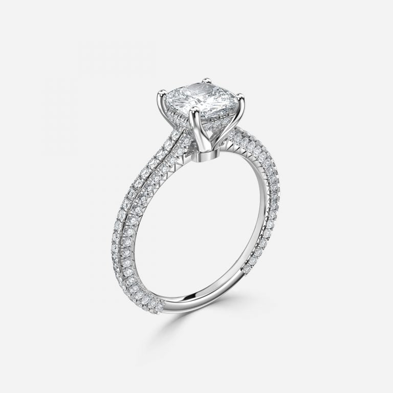 Kalaya Cushion Hidden Halo Moissanite Engagement Ring