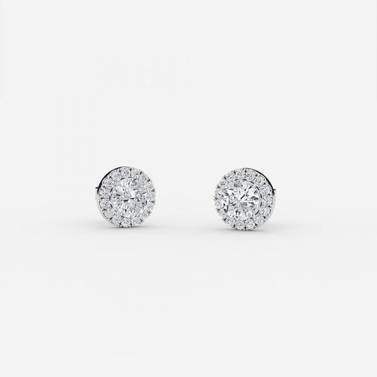 Round Moissanite Halo Earrings