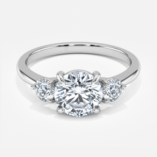 Saskia Round Three Stone Moissanite Engagement Ring