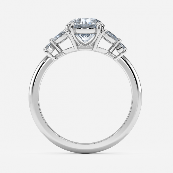 Zephyr Round Three Stone Moissanite Engagement Ring