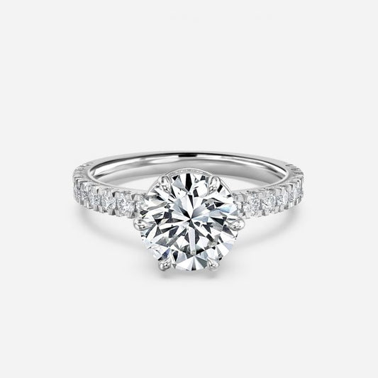 Leandra Round Hidden Halo Moissanite Engagement Ring