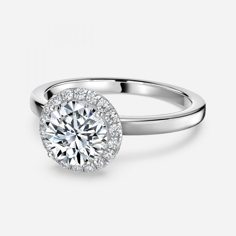 Katya Round Halo Moissanite Engagement Ring