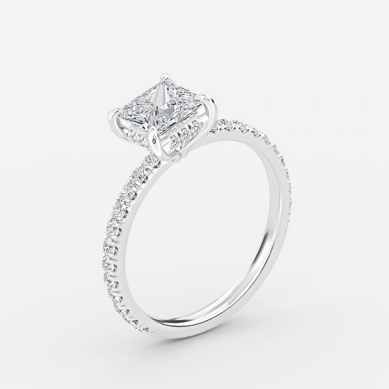 Siobhan Princess Hidden Halo Moissanite Engagement Ring