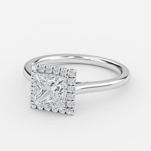 Louisa Princess Halo Moissanite Engagement Ring