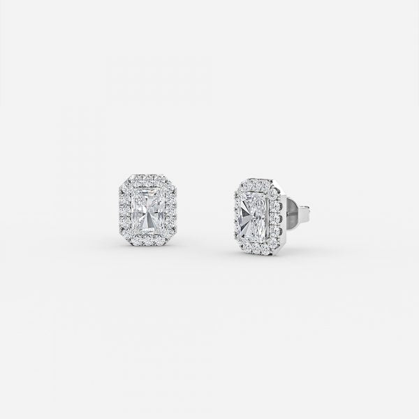 Radiant Moissanite Halo Earrings