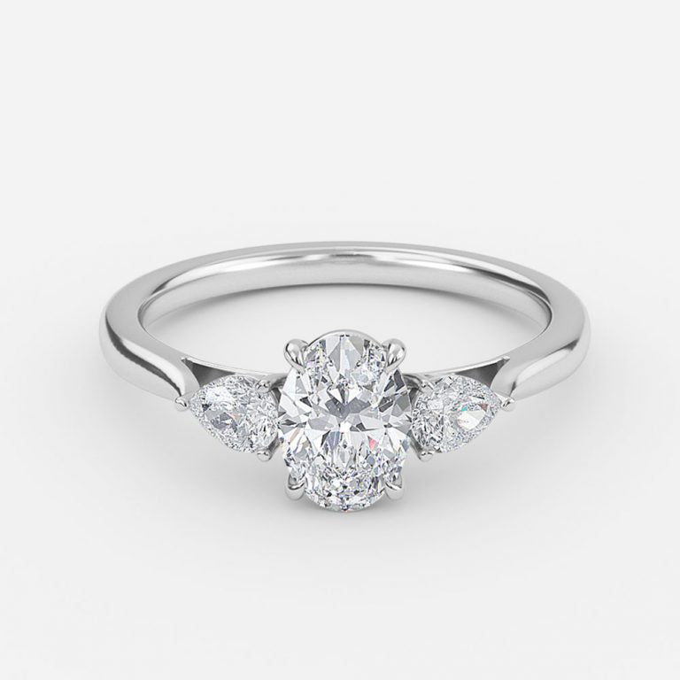 Mirabella Oval Three Stone Moissanite Engagement Ring