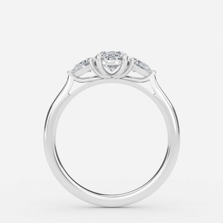 Mirabella Oval Three Stone Moissanite Engagement Ring