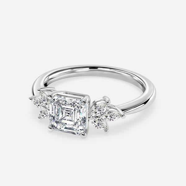 Anong Asscher Three Stone Moissanite Engagement Ring