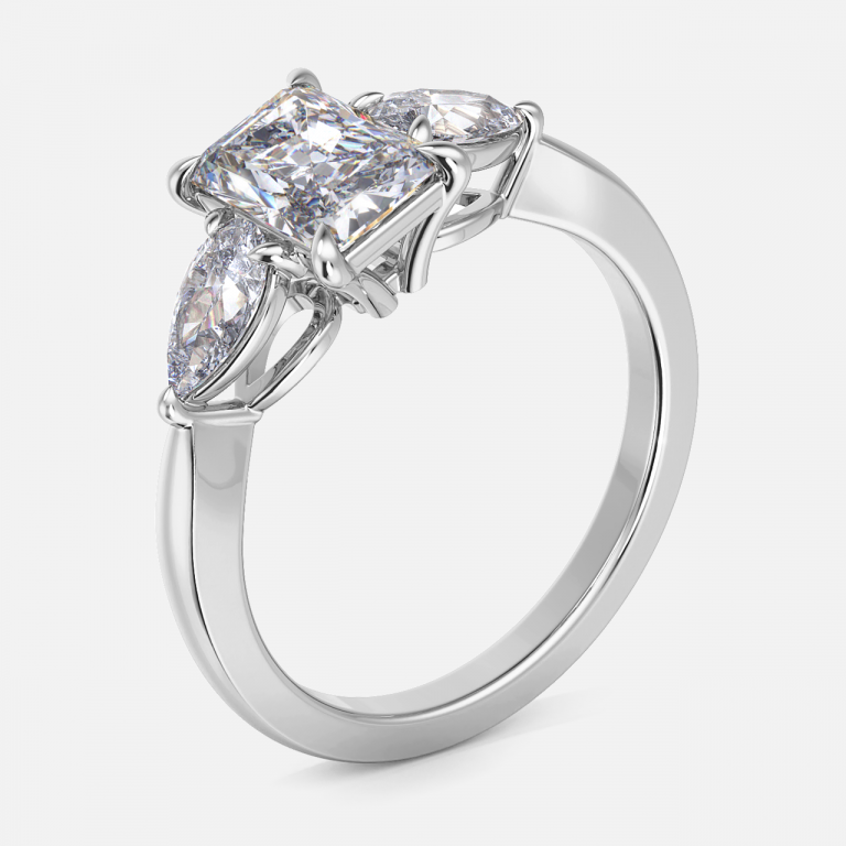 Tierney Radiant Three Stone Moissanite Engagement Ring