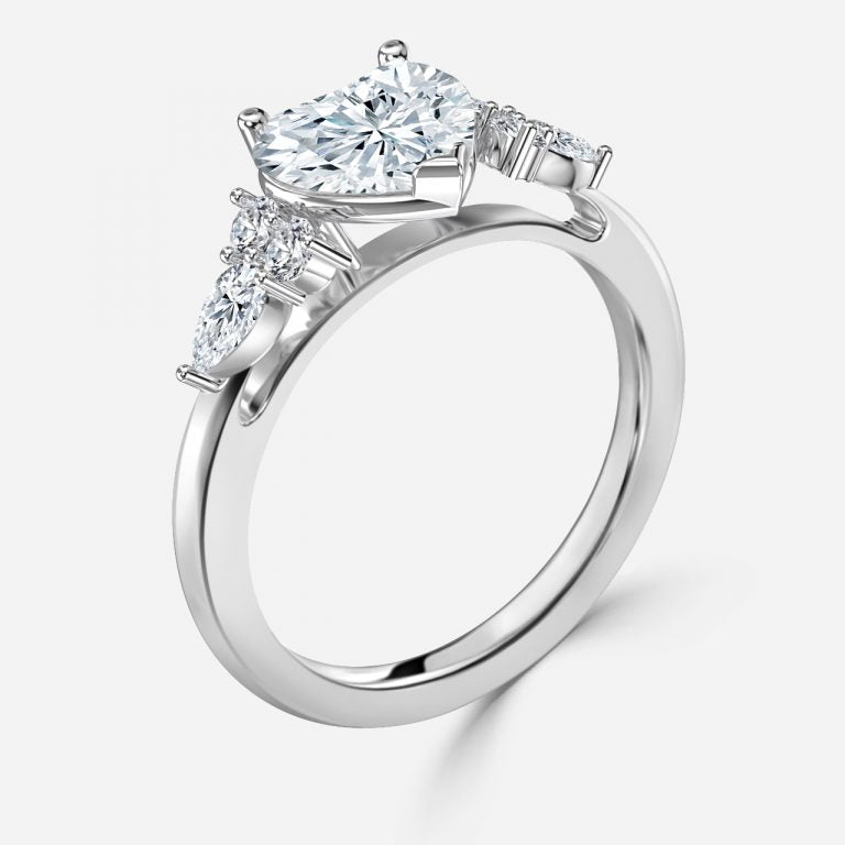 Carmel Heart Three Stone Moissanite Engagement Ring