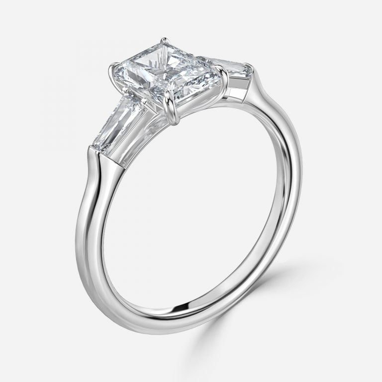 Romilly Radiant Three Stone Moissanite Engagement Ring