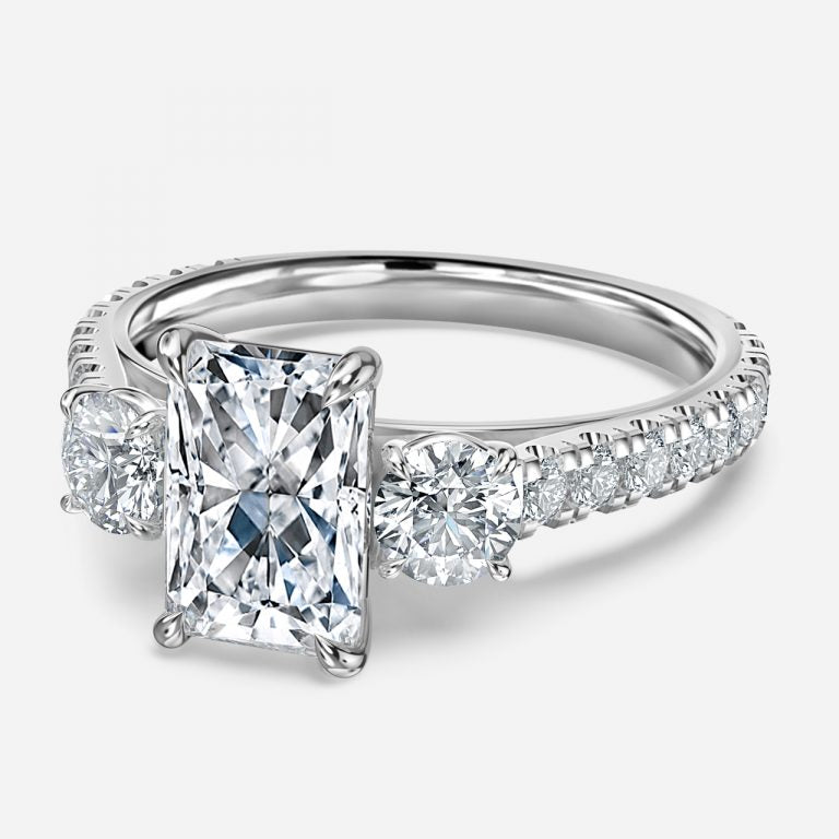 Oriana Radiant Three Stone Moissanite Engagement Ring