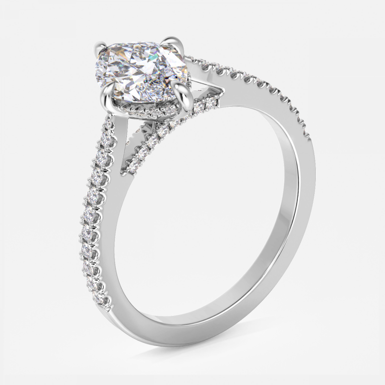 Yvette Marquise Hidden Halo Moissanite Engagement Ring