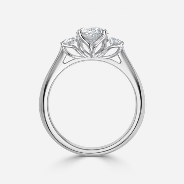 Myra Oval Three Stone Moissanite Engagement Ring