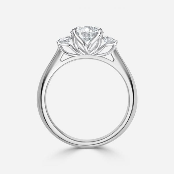 Myra Round Three Stone Moissanite Engagement Ring