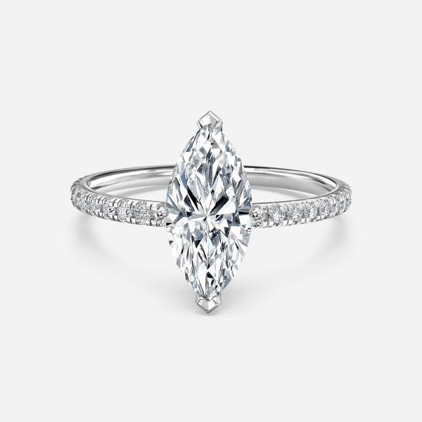 Maeve Marquise Diamond Band Moissanite Engagement Ring