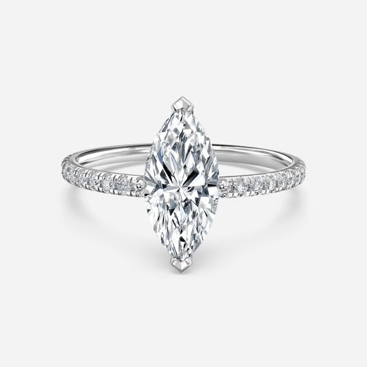 Maeve Marquise Diamond Band Moissanite Engagement Ring