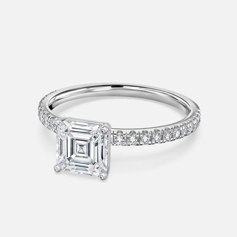 Maeve Asscher Diamond Band Moissanite Engagement Ring