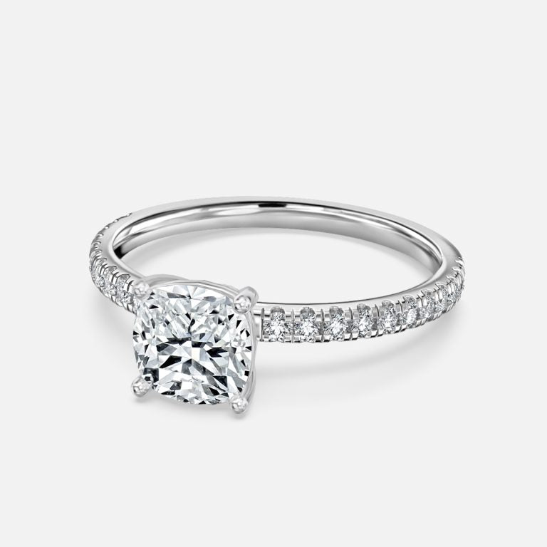 Maeve Cushion Diamond Band Moissanite Engagement Ring