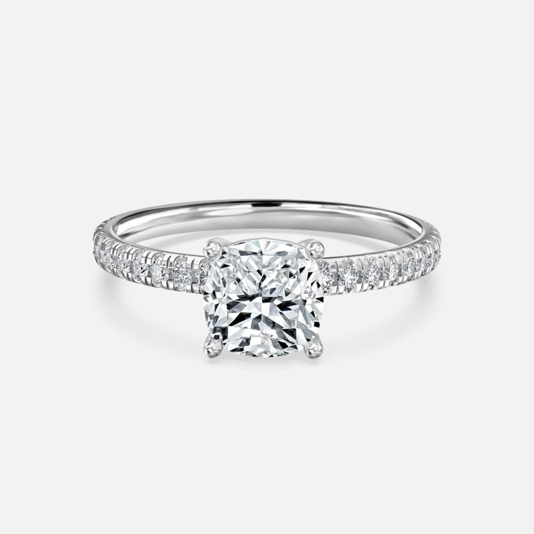 Maeve Cushion Diamond Band Moissanite Engagement Ring